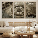 Wooden Ship Wheel Canvas Print, Multi Panel Canvas Wall Art