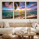 Framed Tropical Sunset Art Canvas Print