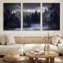 Night Landscape and Trees Wall Art Canvas Print