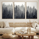 Misty Forest Canvas Wall Art – Monochrome Triptych Pine Tree by MyGreatCanvas | Canvas Wall Art Prints | Photo Prints & Wall Decor