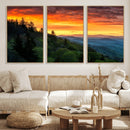 Forest Landscape Wall Art Sunset Canvas, Forest Sunset