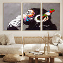Dj Monkey Listening to Music Wall Art Print | Banksy Monkey by MyGreatCanvas | Canvas Wall Art Prints | Photo Prints & Wall Decor