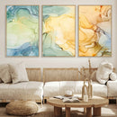 Green and Yellow Marble Fluid Effect Wall Art, Green and