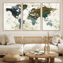 Vintage World Map Wall Art Canvas Print, Framed Rustic Earth by MyGreatCanvas | Canvas Wall Art Prints | Photo Prints & Wall Decor