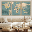 Classic World Map Canvas Print – Framed Vintage Map Wall
