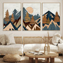 Abstract Wood Panel Effect Mountain Range Top Wall Art