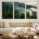 Misty Forest Wall Art Premium Canvas Print a Foggy and
