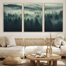 Misty Forest Wall Art Premium Canvas Print a Foggy and