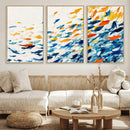 Abstract Fish Shoal Wall Art Canvas Print, Colorful Fish