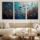 Modern Abstract Fish Shoal Wall Art Canvas Print, Colorful by MyGreatCanvas | Canvas Wall Art Prints | Photo Prints & Wall Decor