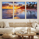Serene Beach Sunset Wall Art Canvas- Coastal Seascape Print