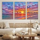Vibrant Sunset Beach Wall Art - Ocean Sunset Canvas Print |