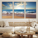 Serene Ocean Sunset Canvas Wall Art - Beach Waves at Sunset,