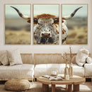 Texas Cow Longhorn Wall Art Canvas Print for Farm House Wall