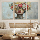 Golden Petal Wall Art Canvas Print - Silhouette Woman Wall