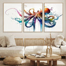 Watercolor Vibrant Octopus Wall Art Canvas Print | Abstract
