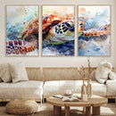 Watercolor Sea Turtle Wall Art Canvas Print - Vibrant Ocean