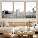 Vintage Farmhouse Black and White Triptych Wall Art – Giclee