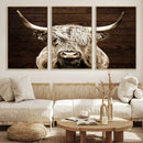 Highland Cow Wall Art Canvas Print, Rustic Farmhouse Decor,