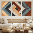 Geometric Wood Art Wall Decor Canvas Print, Rustic Wooden