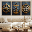 Boat Anchor Compass With Rope Wall Art Canvas Print | Beach by MyGreatCanvas | Canvas Wall Art Prints | Photo Prints & Wall Decor