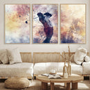 Abstract Watercolor Golf Player Wall Art Canvas Print