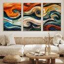 Abstract Wave Wall Art | Ready to Hang Framed Canvas Print |