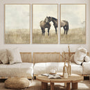 Chines Style Grunge Horses Wall Art Canvas Print