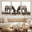 Chines Ink Style Horses Wall Art Canvas Print