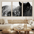 Black Horse in Snow Canvas Print | Winter Horse Wall Art |