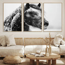 Winter Horse Canvas Print | Large 3-Panel Black White Equine