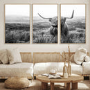 Scottish Highland Cow Wall Art | Black and White Canvas by MyGreatCanvas | Canvas Wall Art Prints | Photo Prints & Wall Decor