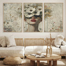 Abstract Floral Women Patel Wall Art Canvas Print