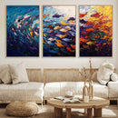 Vibrant Abstract Fish Swarm Art – Colorful Fish Inspired
