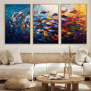 Vibrant Abstract Fish Swarm Art – Colorful Fish Inspired
