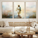 Framed Jesus Walking on Water Wall Art - 3-Panel Christian