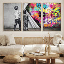 Banksy Print - Street Art Canvas Wall Art - Kids Revealing