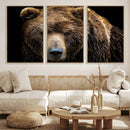 Grizzly Brown Bear Canvas Wall Art, Wildlife Animal Canvas