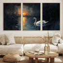 Abstract Swan on Water Wall Art Canvas Print - Elegant