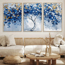 Blue and Gold Abstract Tree Wall Art Canvas Print | Modern