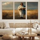 Jesus Shepherd Wall Art | Ready to Hang Triptych Canvas of
