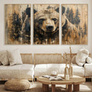 Majestic Grizzly 399 Bear Wall Art | 3-Panel Rustic Canvas