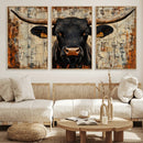 Rustic Texas Artwork Wall Art Canvas Print - Abstract Cow