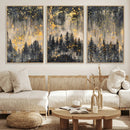 Golden Forest Abstract Wall Art | Dark Forest with Gold