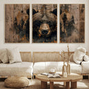 Rustic Grizzly 399 Wall Art | Triptych Canvas Print | Rustic