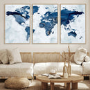 Modern Blue World Map Canvas Print – Framed Wall Art, by MyGreatCanvas | Canvas Wall Art Prints | Photo Prints & Wall Decor