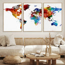 Colorful World Map Canvas Wall Art Print, Contemporary
