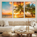 Tropical Sunset Beach Canvas Wall Art Print – Vibrant Palm by MyGreatCanvas | Canvas Wall Art Prints | Photo Prints & Wall Decor