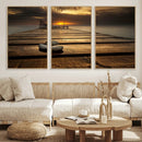 Stones on Wooden Pier at Sunset Canvas Print, Serene Coastal by MyGreatCanvas | Canvas Wall Art Prints | Photo Prints & Wall Decor