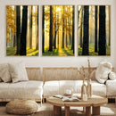 Sunlit Forest Wall Art Canvas Print – Large Framed Woodland